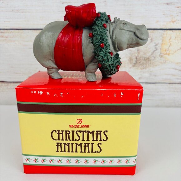 Silver Deer Tom Rubel Christmas Animals Hippo Figurine - Picture 2 of 9
